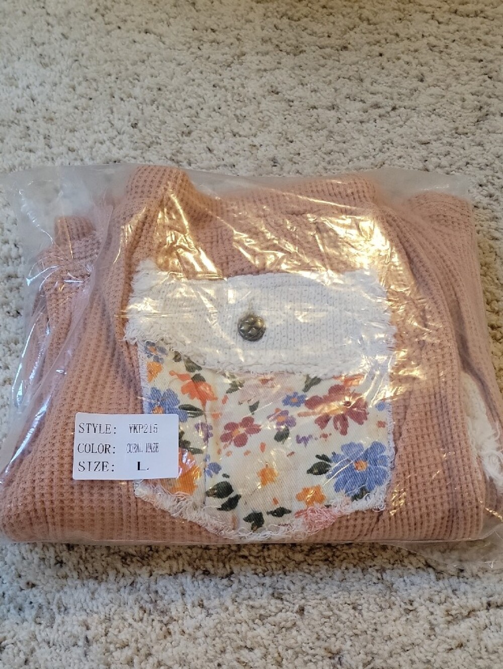 POL Peach Waffle Joggers with Floral Patchwork NWT - Picture 8 of 8